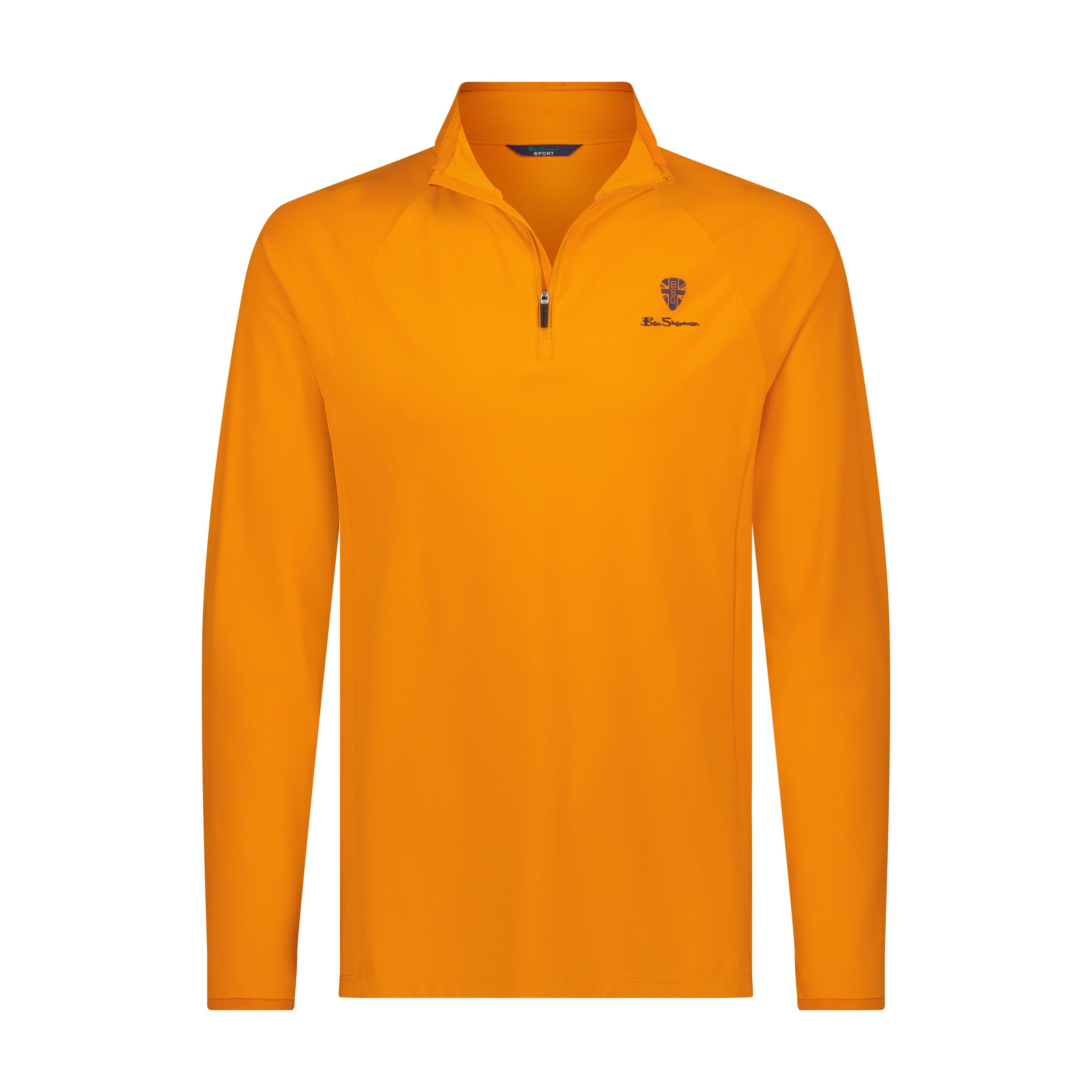 Ben Sherman Men s Solid Pique 1 4 Zip Pullover in Orange